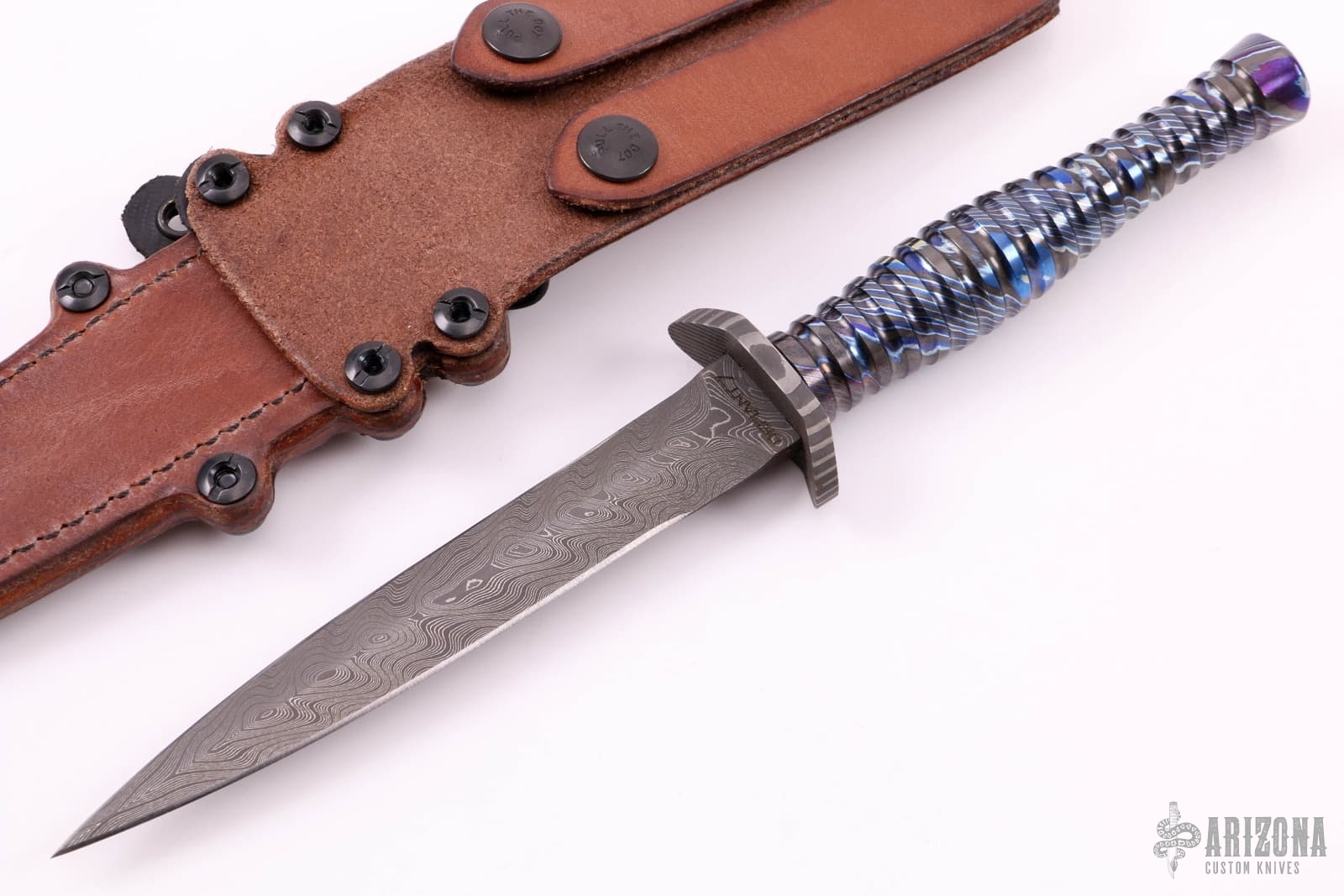 Custom Rooks Rook 6 - Damascus and ZircuTi - Arizona Custom Knives