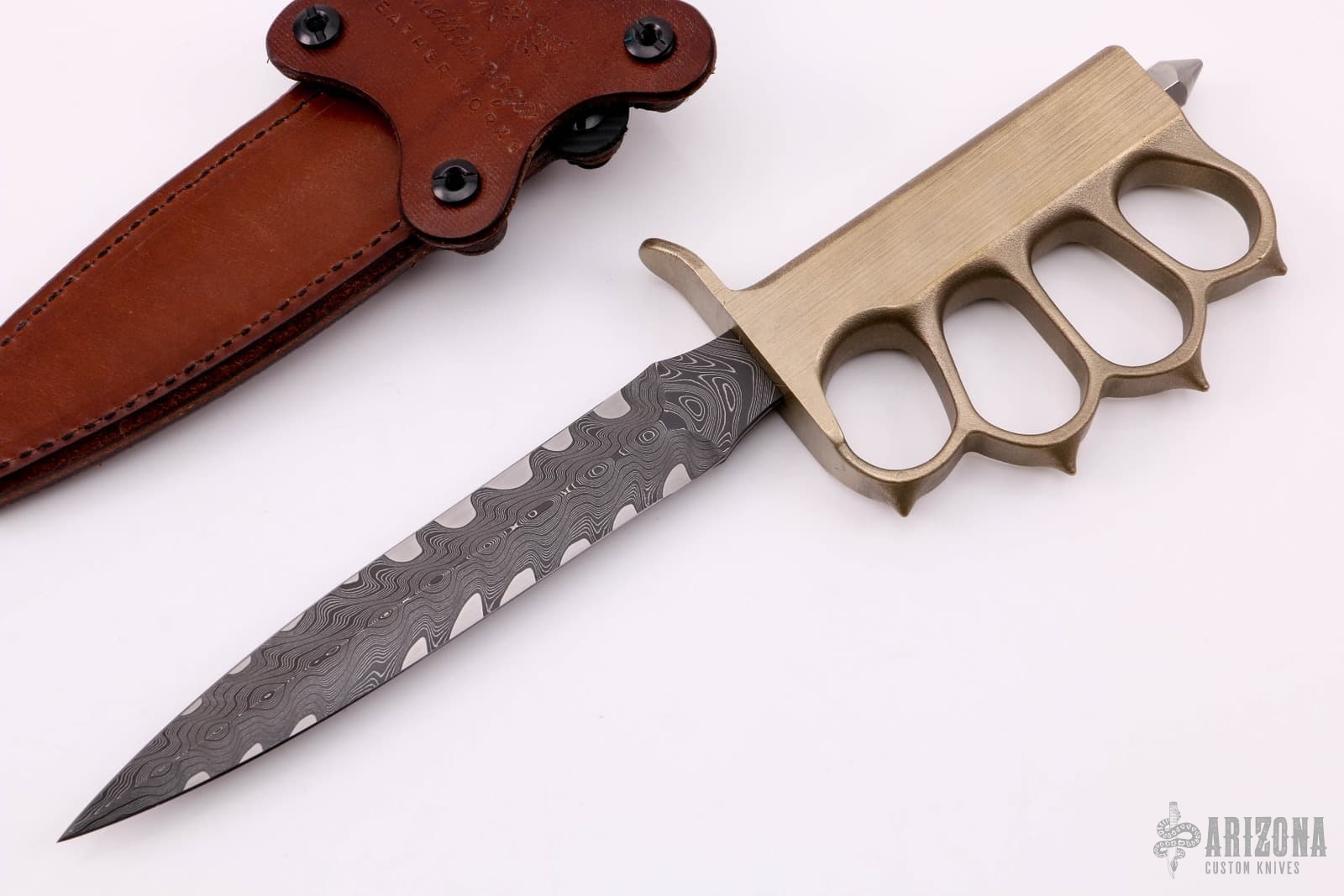 1918 Trench Dagger - San Mai Damascus - Arizona Custom Knives