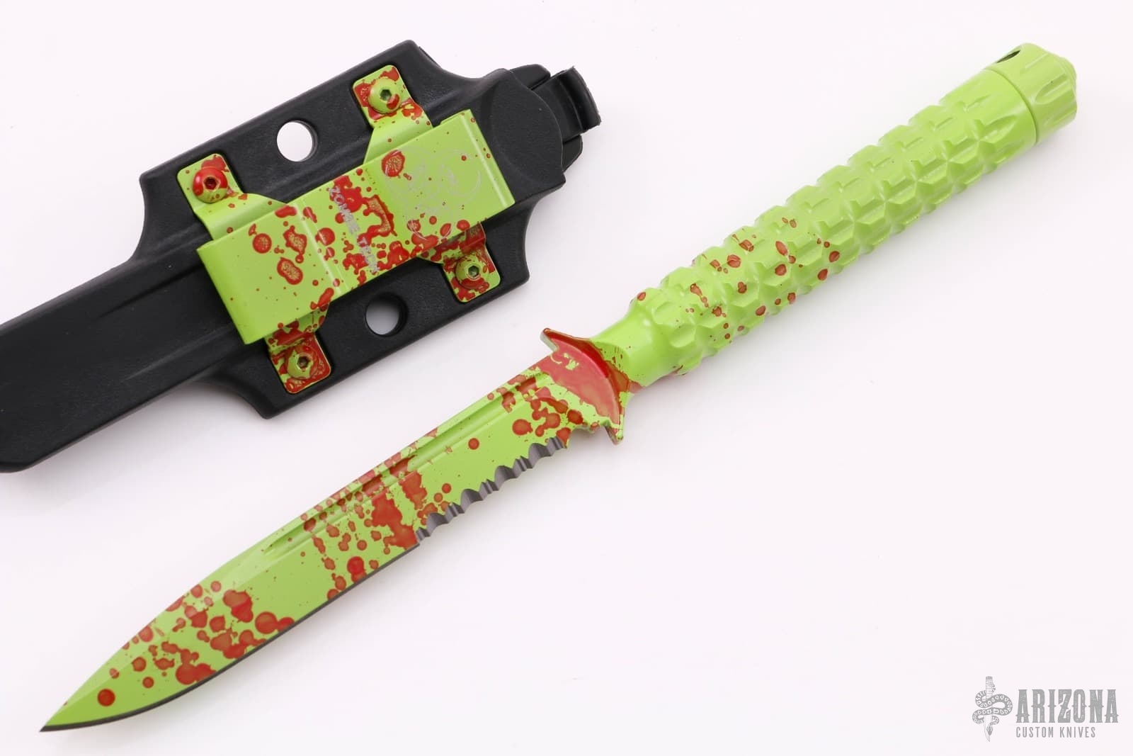 116-2Z ADO S/E Zombie Green Serrated - Arizona Custom Knives