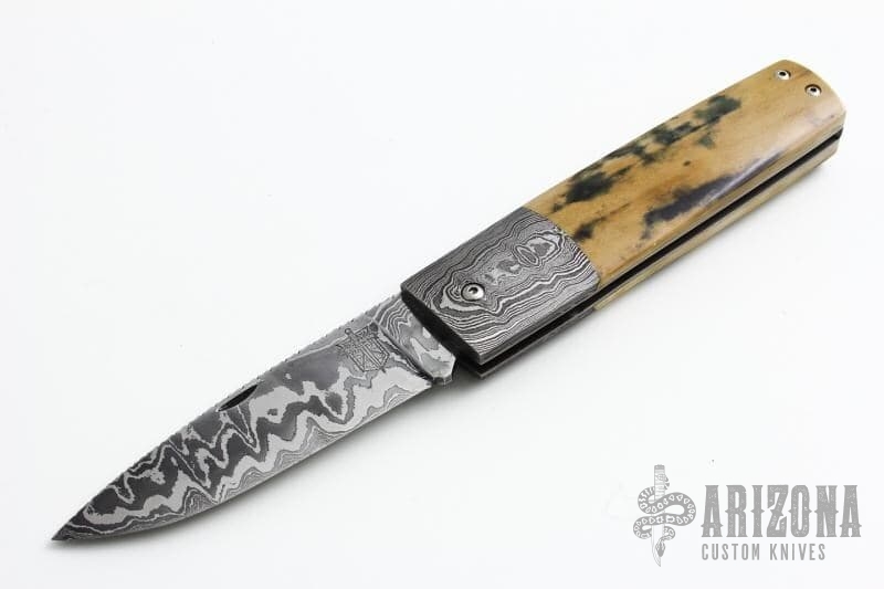 Damascus And Mammoth Lockback By Philip L Doc Hagen Arizona Custom Knives 5335