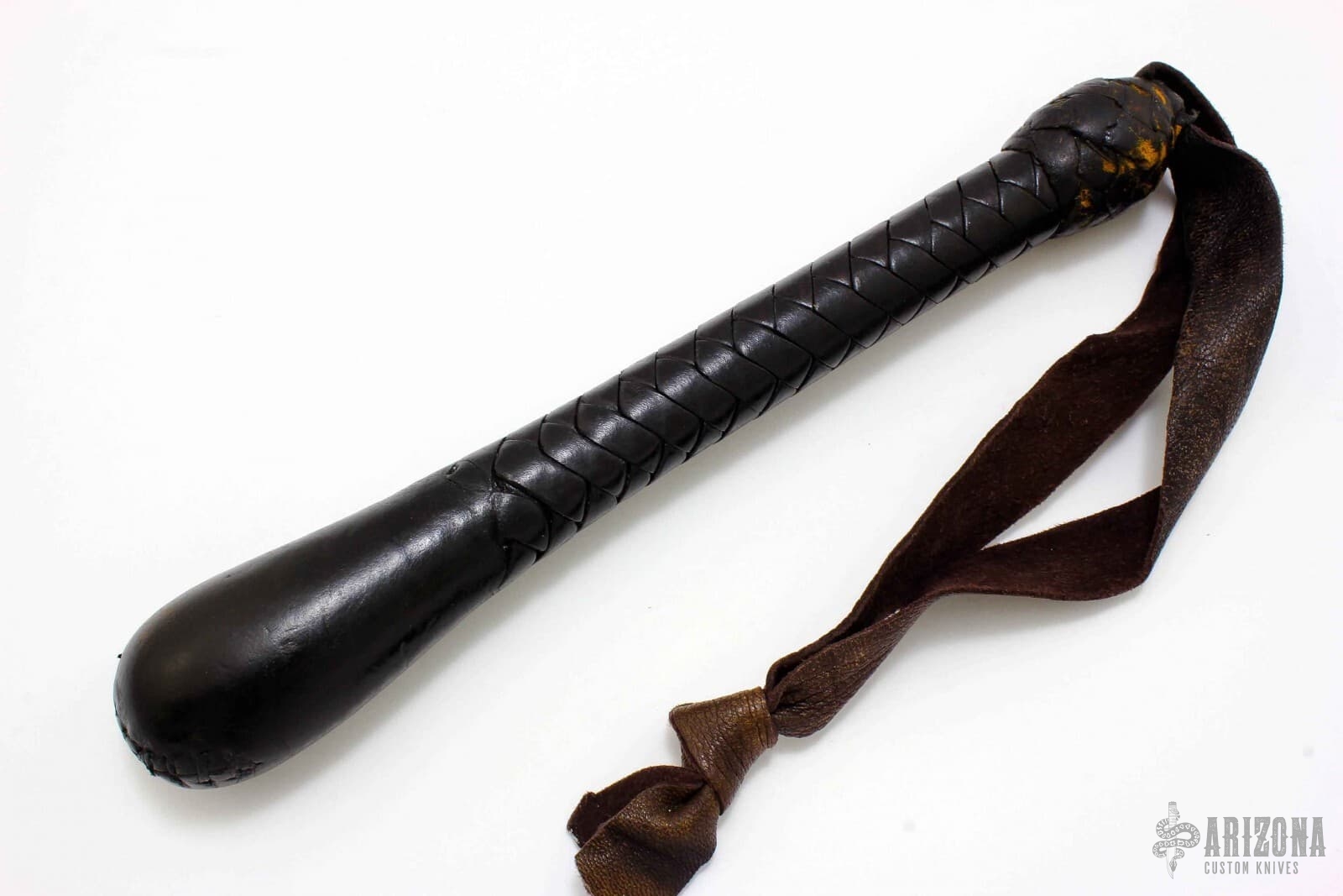 9" Black Leather Springloaded Blackjack w/ Strap Arizona Custom Knives