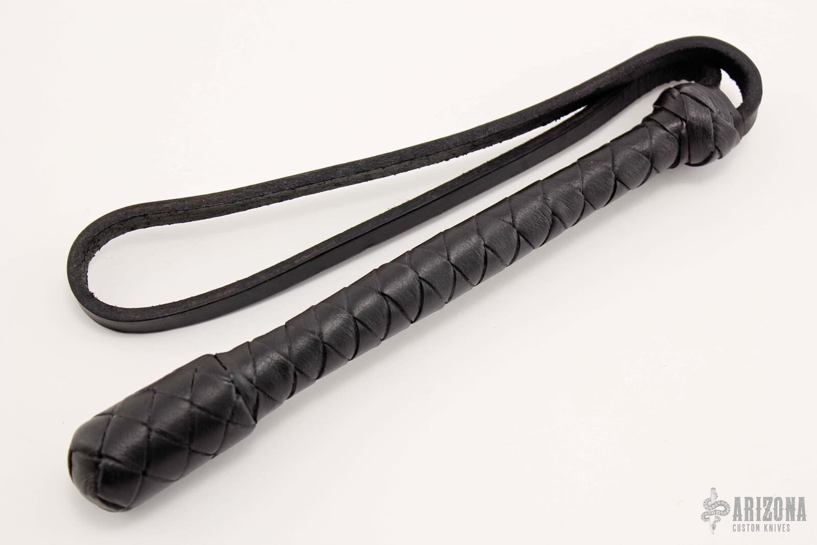 9" Black Leather Springloaded Blackjack w/ Strap Arizona Custom Knives