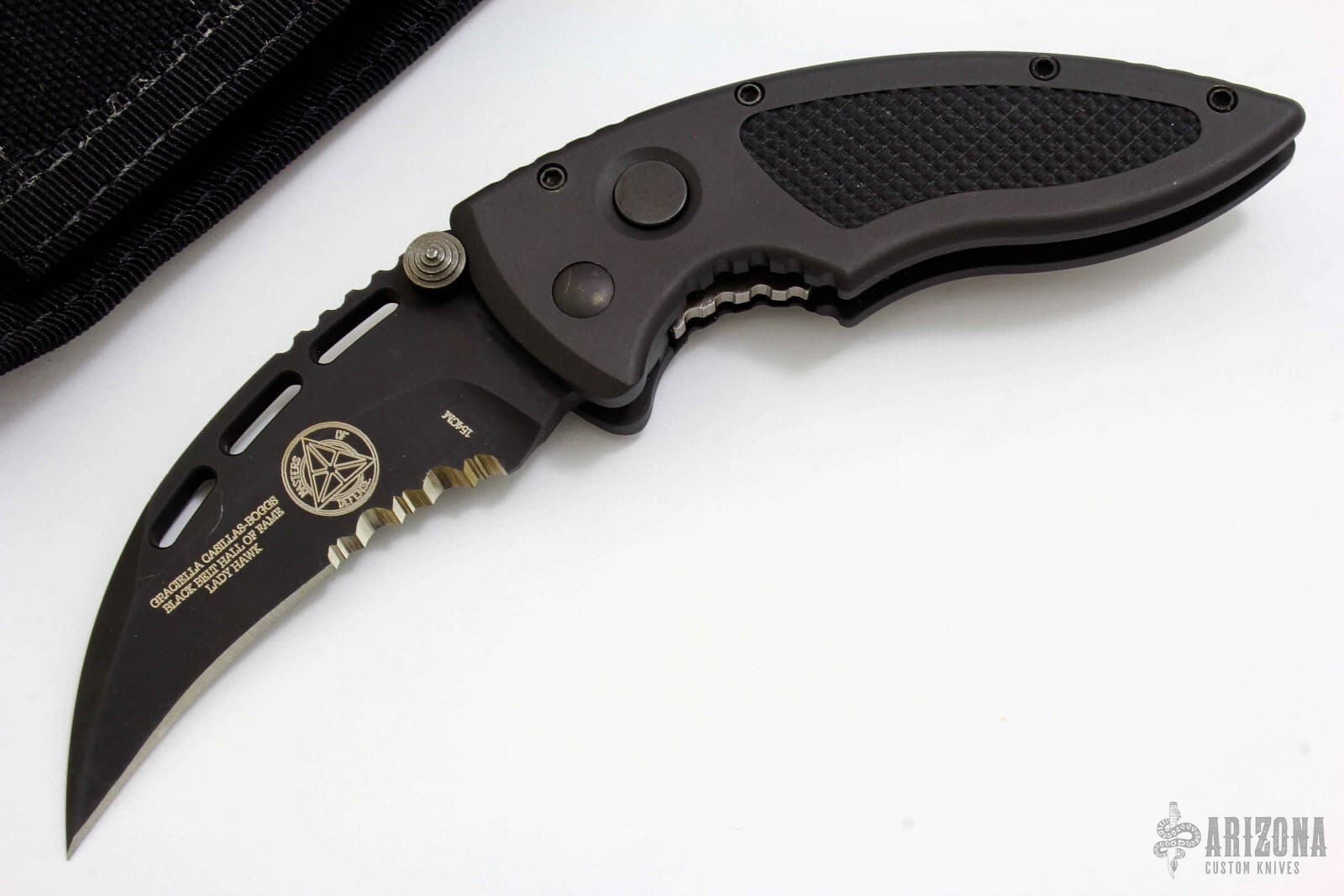 Casillas Ladyhawk Black Auto - Serrated | Arizona Custom Knives