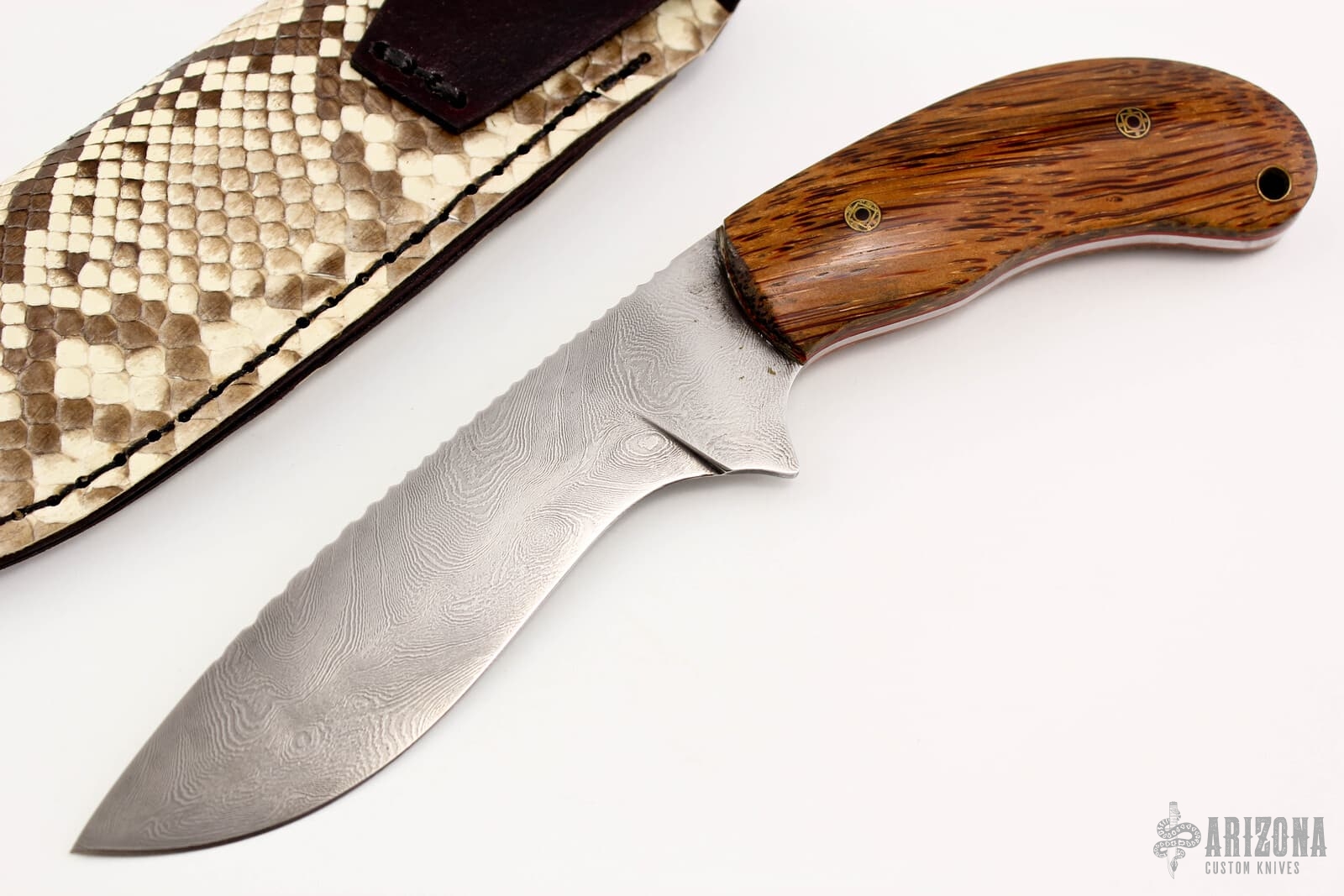 Damascus Recurve - Palm Wood - Arizona Custom Knives