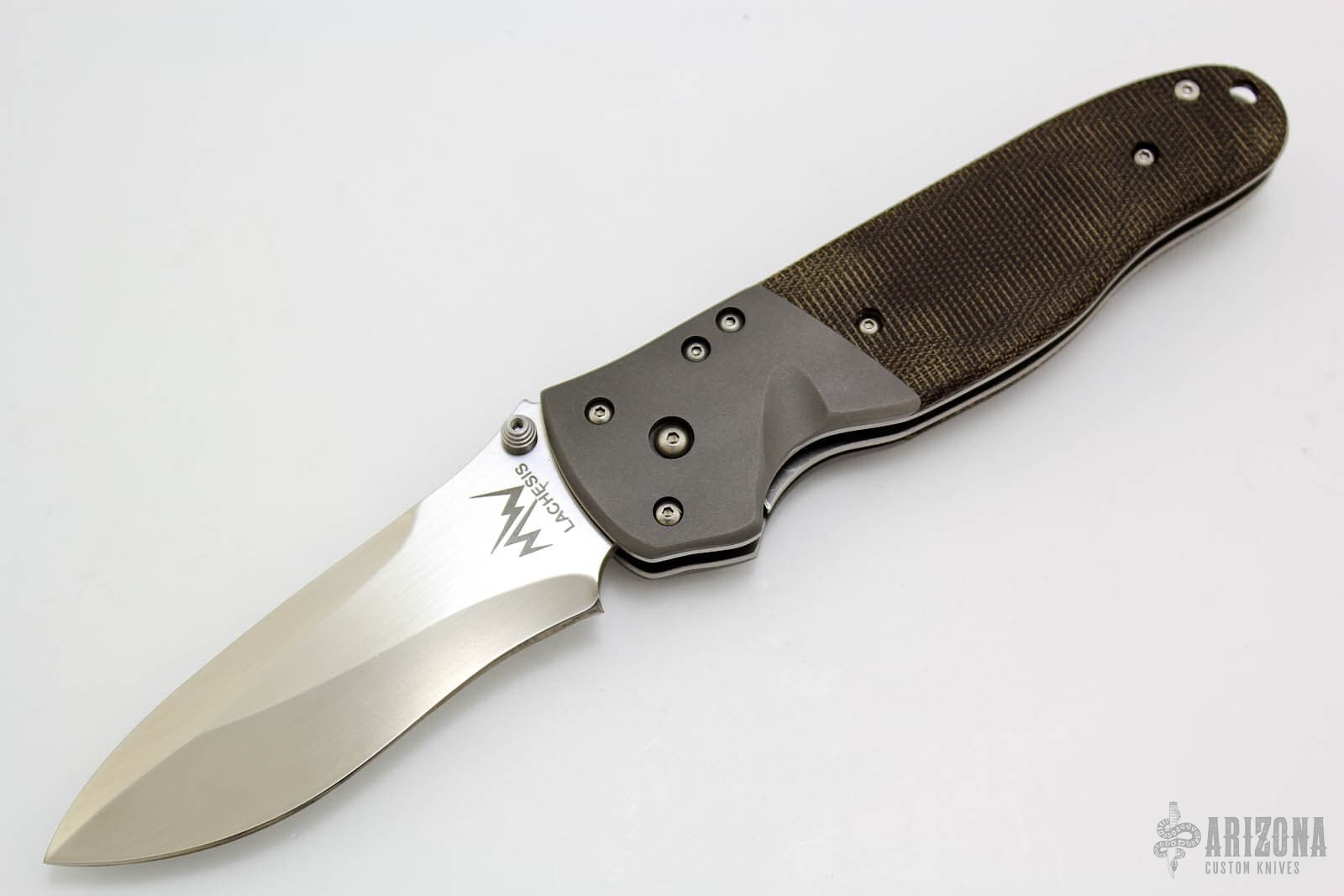 Lachesis Folder - Green Micarta - Arizona Custom Knives