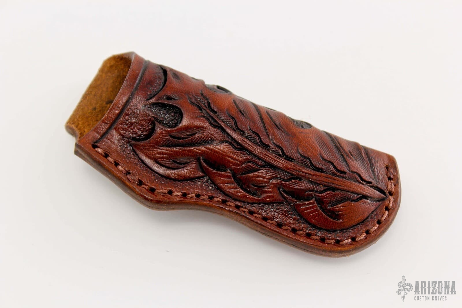 Leather Belt Sheath Hand Tooled Arizona Custom Knives