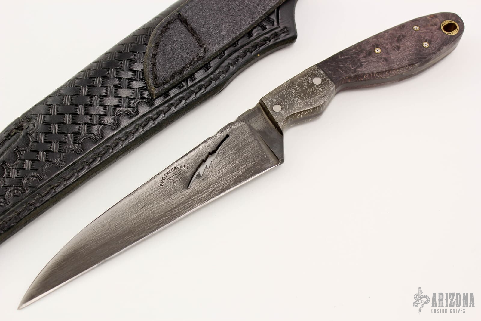Lightning Damascus Fighter Arizona Custom Knives