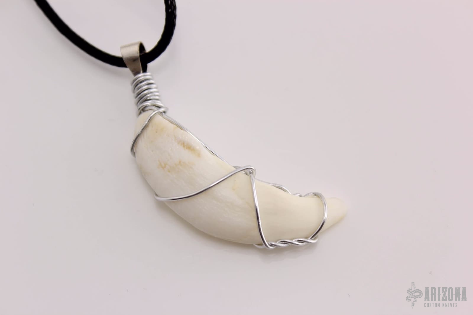 Wild Boar Tusk Curved Pendant with Center Charm Connector, 4