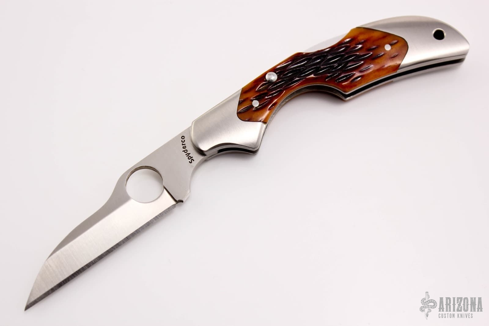 Christophe Coppens 蝶柄ハット C75P Kiwi - Chestnut Jigged Bone - Arizona Custom Knives