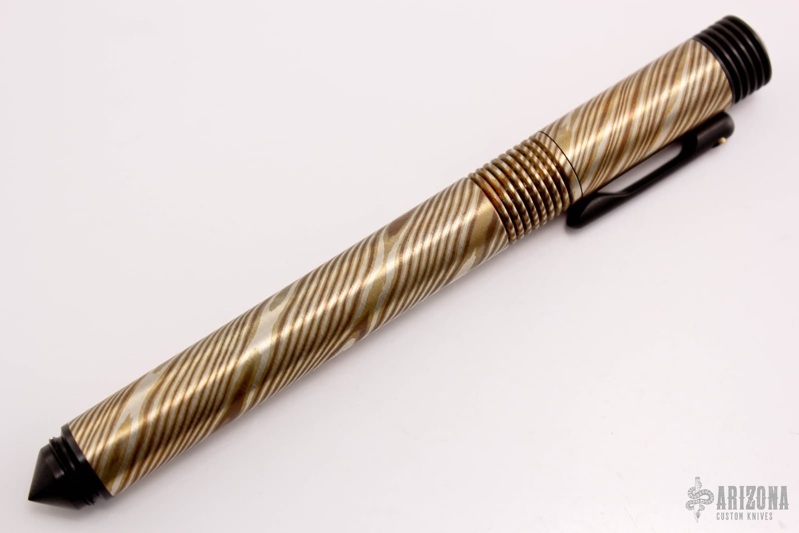 Custom 500 Series Pen - Mokume w/ Zirc Accents - Arizona Custom Knives