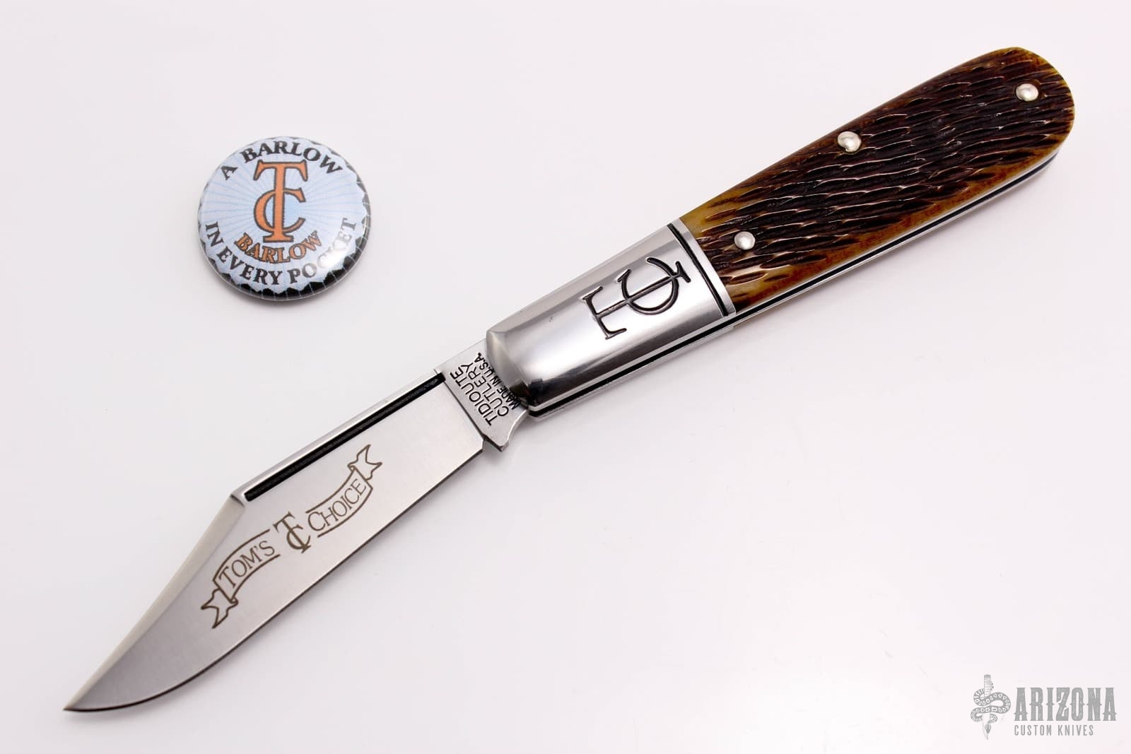 Tom's Choice Barlow - Peach Seed Jigged Bone - Arizona Custom Knives