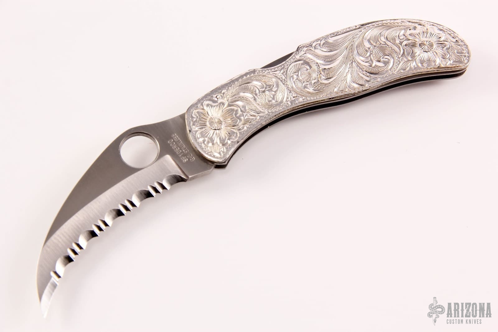 憧れの Silver Sterling Engraved - Harpy C08S - Knives Custom Arizona アンティーク雑貨