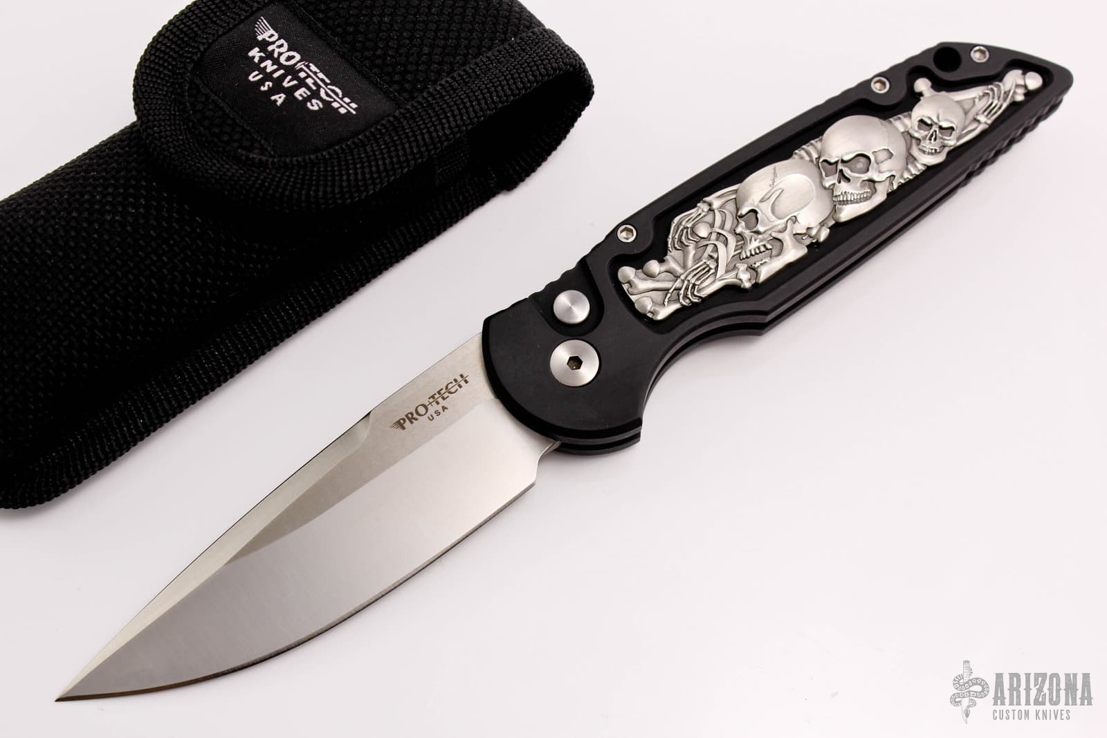 スリーエス Three S 希少フローレンタインカッタウェイ 限定モデル 12Ｆ TR-3 Shaw Skull Inlay - #31 of 60 - Arizona Custom Knives