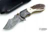 Damascus and Stag Linerlock Folder