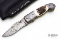 Damascus and Stag Linerlock Folder