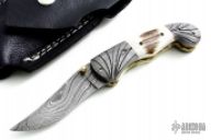 Damascus and Stag Linerlock Folder