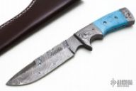 Damascus & Turquoise Drop Point
