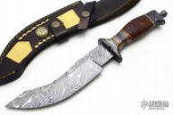 Damascus & Wood Upswept Knife