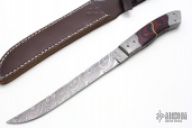 Damascus & Red/Black G10 Knife