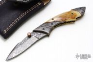 Damascus & Mammoth Ivory Lockback