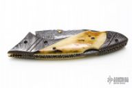 Damascus & Mammoth Ivory Lockback