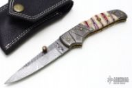 Damascus & Mammoth Tooth Lockback