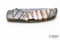 Damascus & Mammoth Tooth Lockback