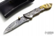 Damascus & Mammoth Tooth Lockback