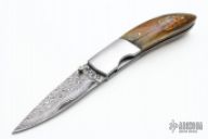 Damascus Liner Lock Pocket Knife
