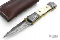 Bone and Damascus Linerlock Dagger