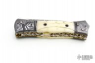 Bone and Damascus Linerlock Dagger