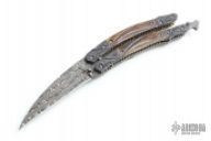 Carved Damascus & Bone Balisong