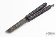 Carved Damascus Balisong