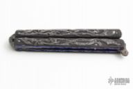 Carved Damascus Balisong