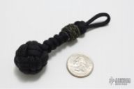 Turks Head Keychain- Black with Green Bead