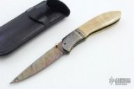 Mammoth Ivory And Damascus Linerlock