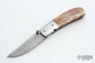 Damascus and Giraffe Bone Linerlock