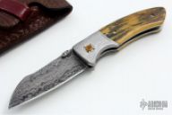 Mammoth Ivory And Damascus Linerlock