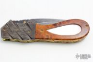 Damascus, Burl Wood & Pearl Folder
