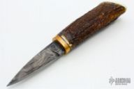 Damascus and Stag Desk Knife w/ Stand