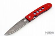 Red G-10 Damascus Linerlock