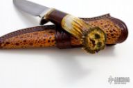 Damascus and Stag Fixed Blade