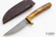 Damascus and Stag Fixed Blade