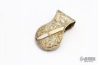 Sterling and 10kt Gold Engraved Knife Money Clip