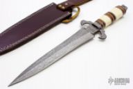 Damascus, Bone & Wood Dagger