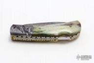 Damascus and Bone Lockback