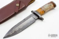 Burl, Bone, and Damascus Fighter