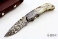 Damascus and Bone Linerlock