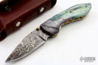 Damascus and Bone Linerlock
