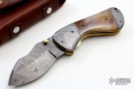 Damascus and Bone Linerlock